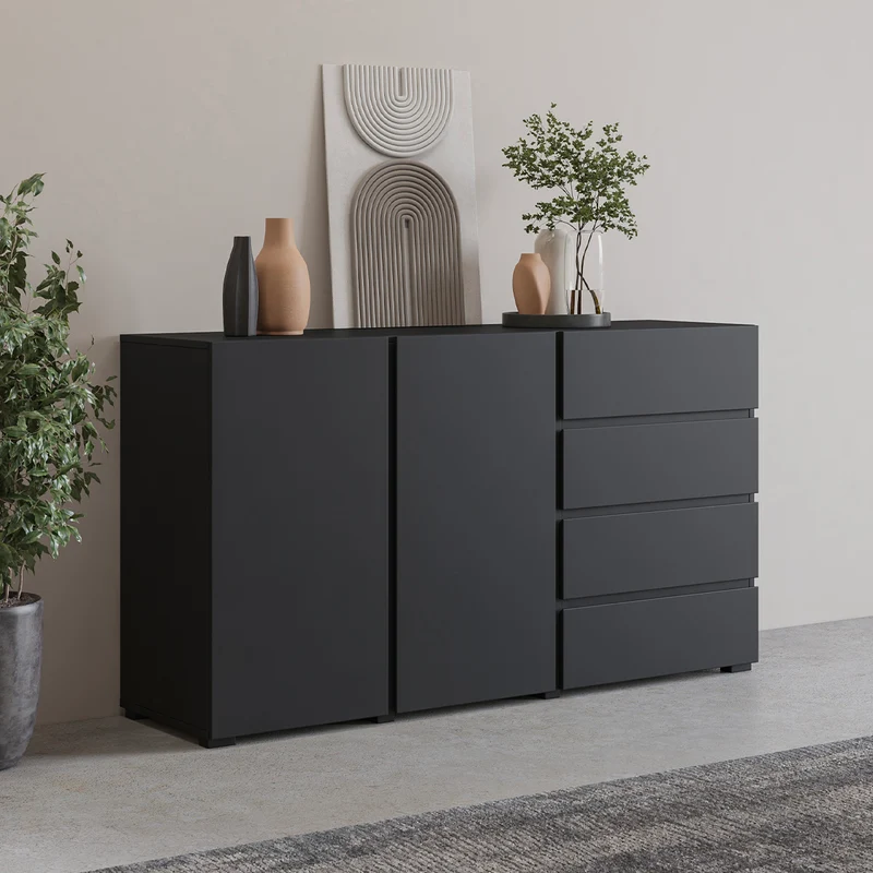 Buffet 2 portes 4 tiroirs Maxis Noir