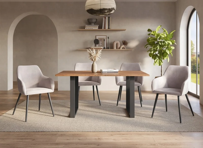 Table à manger rectangulaire couleur chêne 160cm LINE