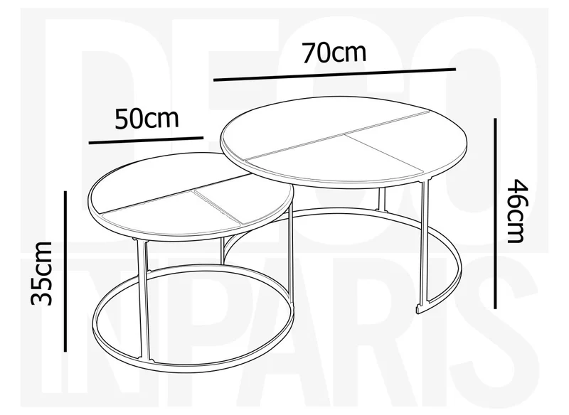 Lot de 2 tables basses gigognes rondes effet rotin JOTA