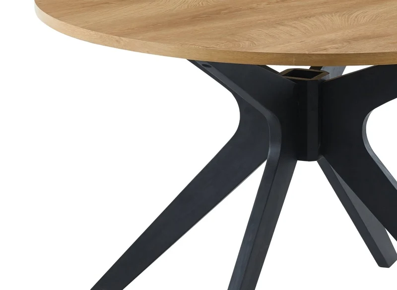 Table à manger ronde design couleur chêne 120cm NOVEA