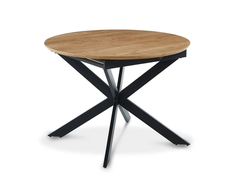 Table à manger ronde à rallonge couleur chêne 110-150 cm VENOM