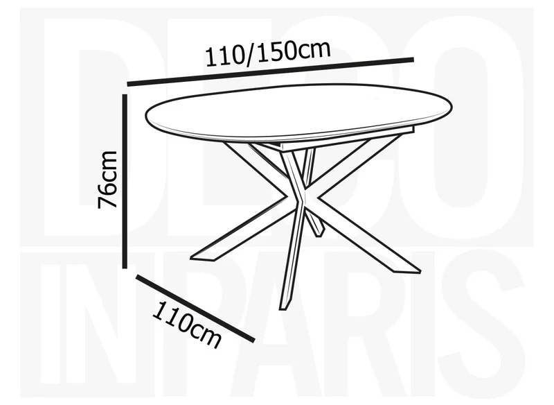 Table à manger ronde à rallonge couleur chêne 110-150 cm VENOM