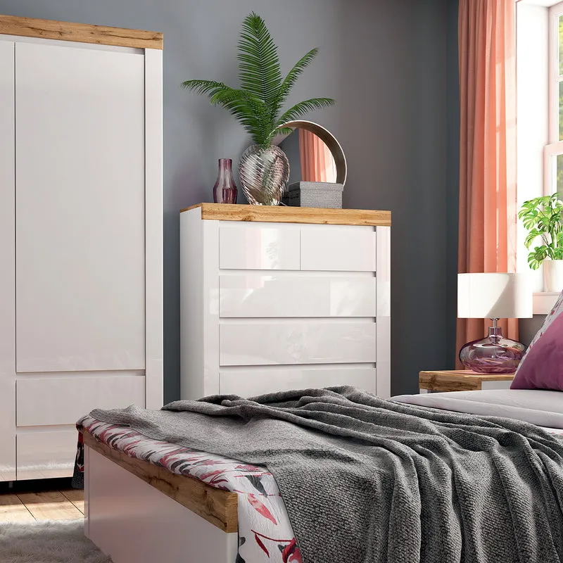 Commode 6 tiroirs Hella Blanc et Bois