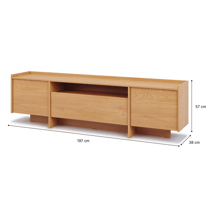 Meuble TV 3 portes 200 cm Japandi Bois