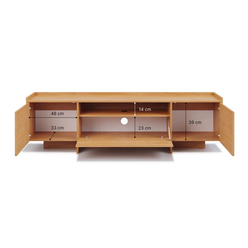 Meuble TV 3 portes 200 cm Japandi Bois