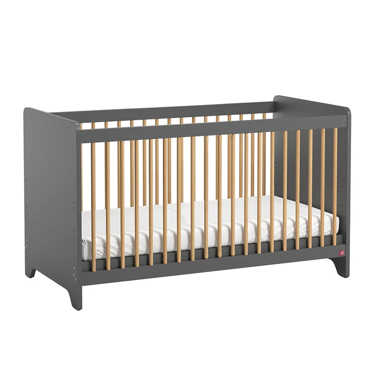 Lit bébé et commode à langer Vox Leaf Gris et bois