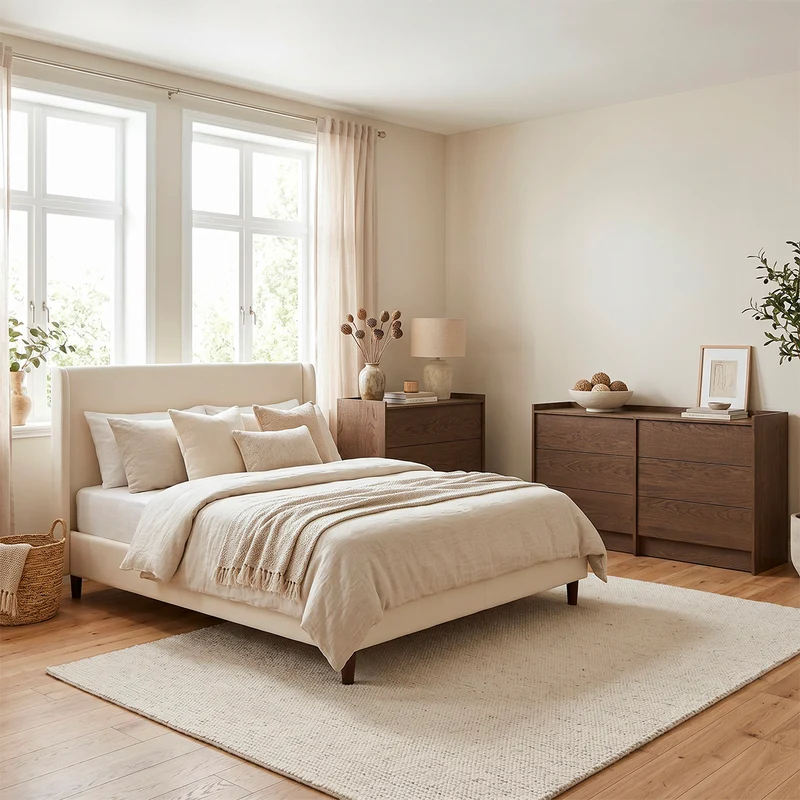 Commode 3 tiroirs Japandi Bois foncé