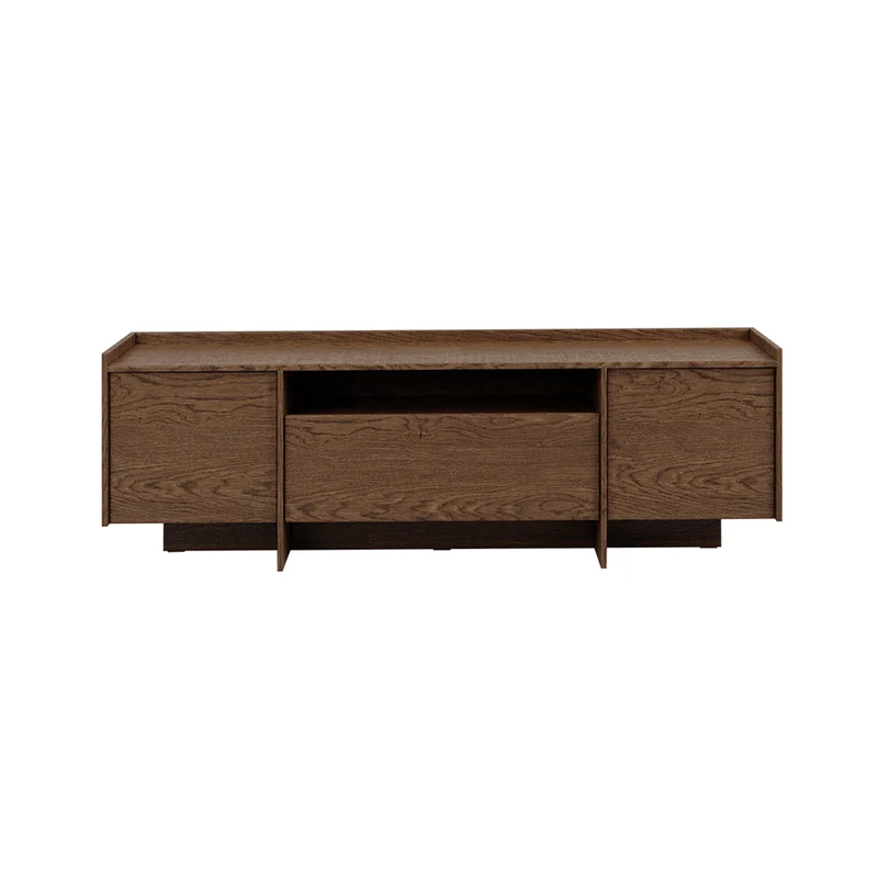 Meuble TV 2 portes 175 cm Japandi Bois foncé