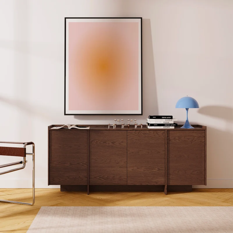 Buffet 4 portes Japandi Bois foncé