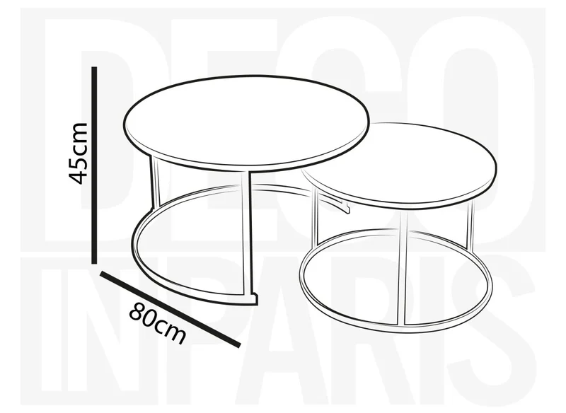 Lot de 2 tables basses rondes gigognes AMERIO