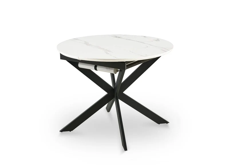 Table à manger ronde extensible blanc KOBY