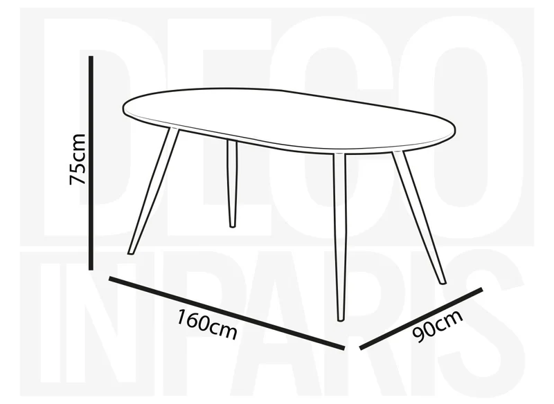 Table à manger ovale effet marbre blanc 160cm DIWAN