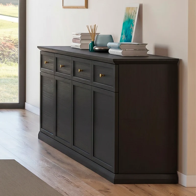 Buffet 4 portes 4 tiroirs Toja Bois anthracite