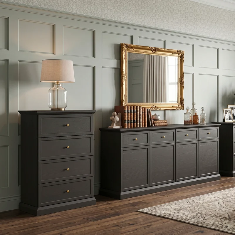 Commode 4 tiroirs Toja Bois anthracite
