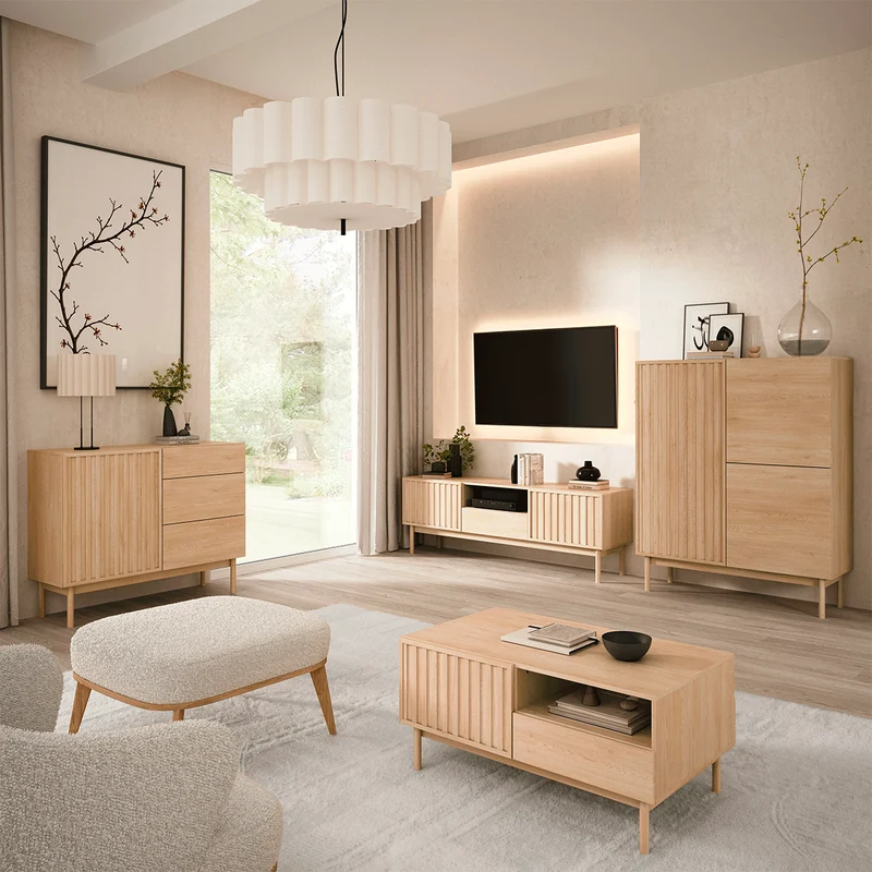 Meuble TV 3 portes 160 cm Idor Bois