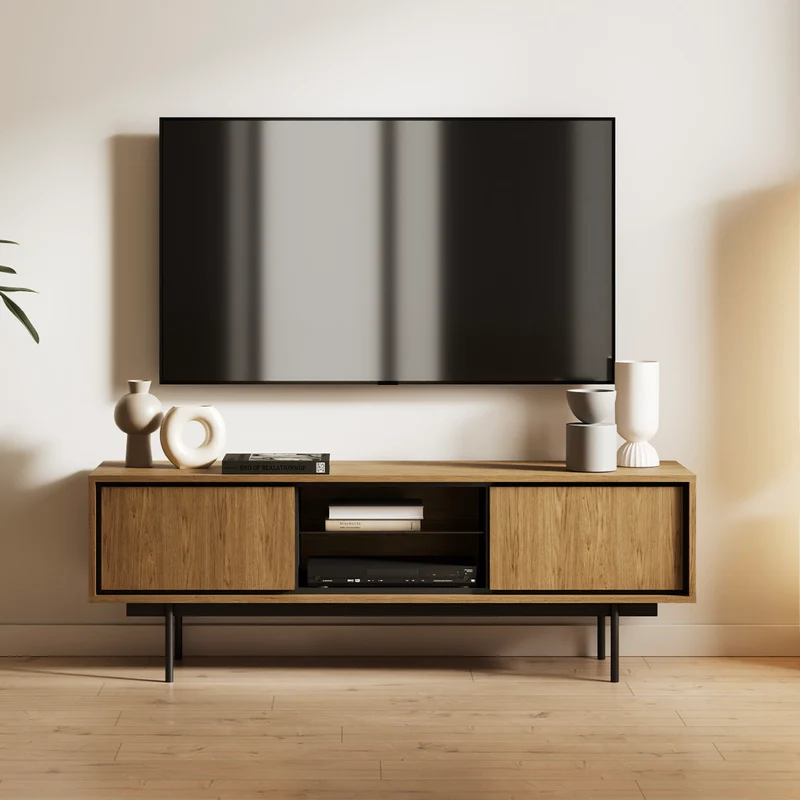 Meuble TV 2 portes 150 cm Vidia Bois