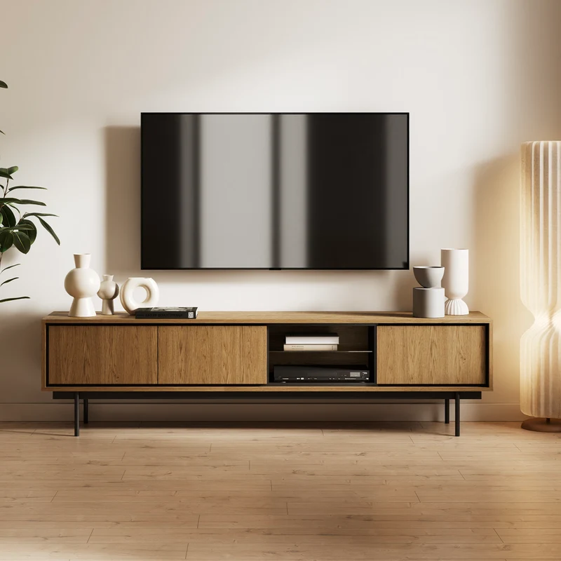 Meuble TV 3 portes 200 cm Vidia Bois