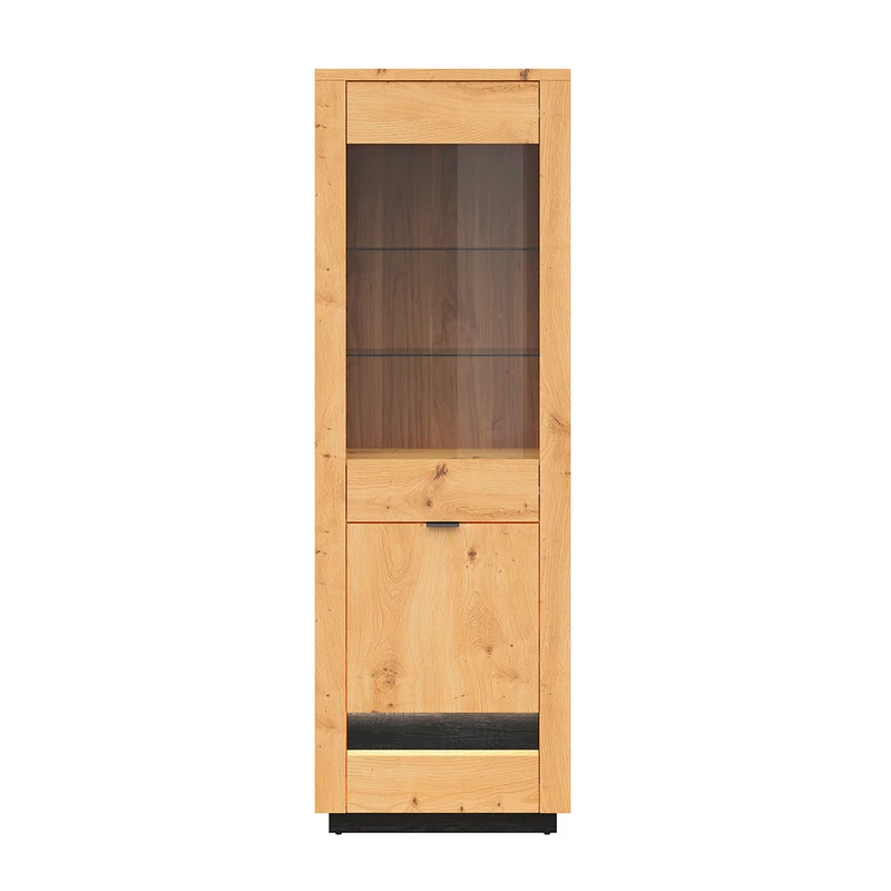 Vitrine 2 portes avec LED Glenn Bois et Noir