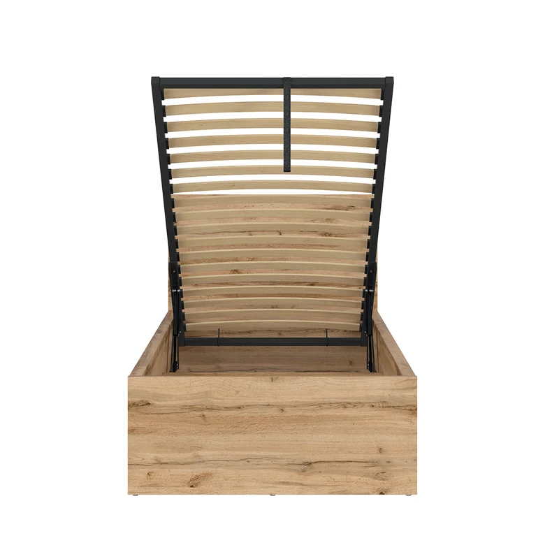 Lit coffre 90x200 sommier inclus Edwin Bois