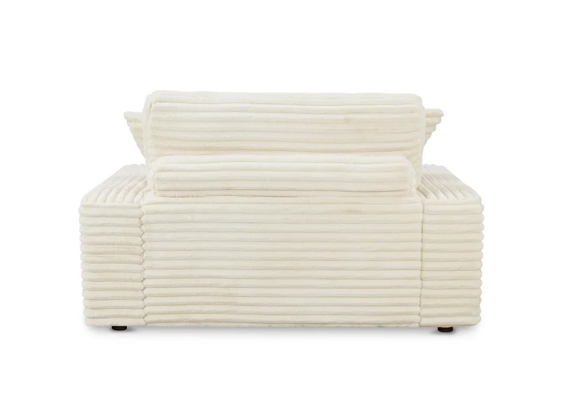 Canapé droit méridienne 1 place en gros côtelé doux beige DAHO