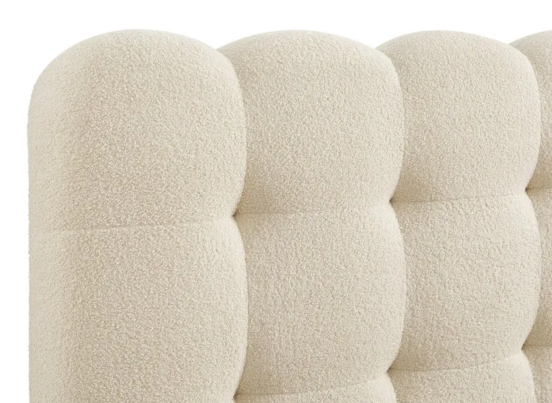 Lit double en tissu bouclette beige 180x200cm BISCUIT
