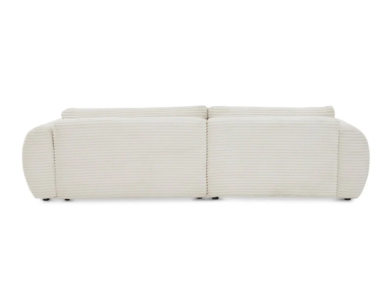 Canapé d'angle convertible avec coffre en velours gros côtelé doux beige TILDA - Angle gauche