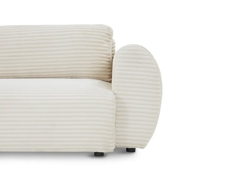 Canapé d'angle convertible avec coffre en velours gros côtelé doux beige TILDA - Angle gauche