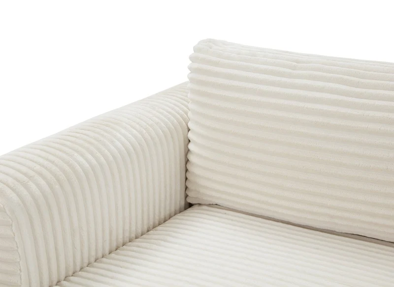Canapé d'angle convertible avec coffre en velours gros côtelé doux beige TILDA - Angle gauche