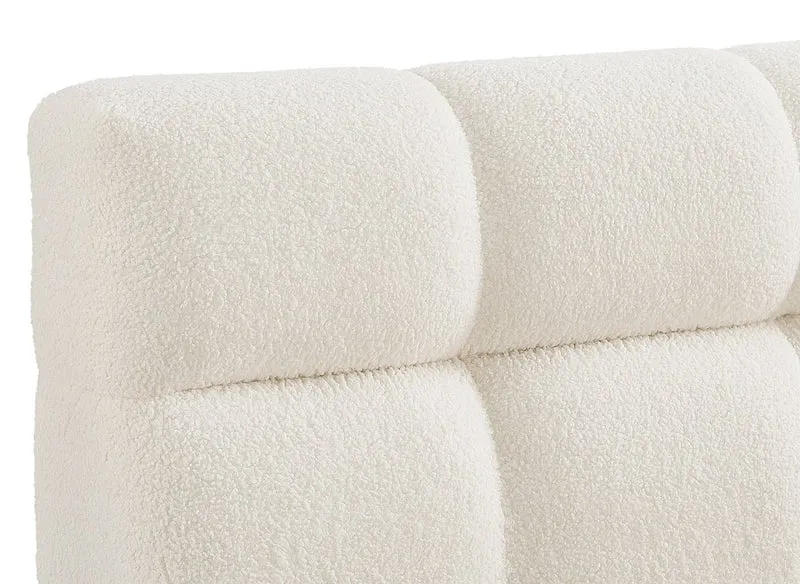Lit double en tissu bouclette écru 140x190 cm GEORGINA