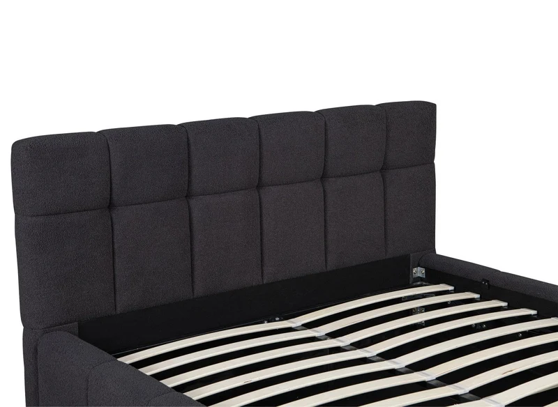 Lit coffre en tissu bouclette gris 160x200 cm MILIE