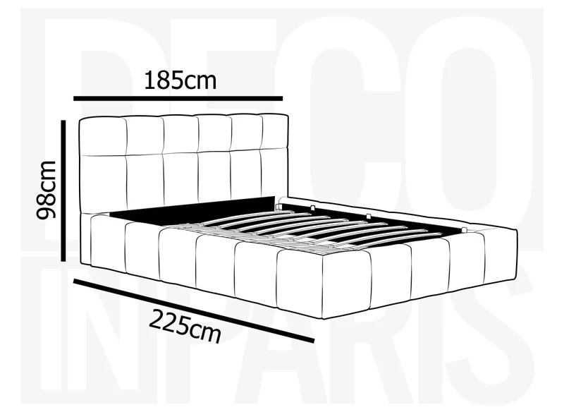 Lit coffre en tissu bouclette gris 160x200 cm MILIE