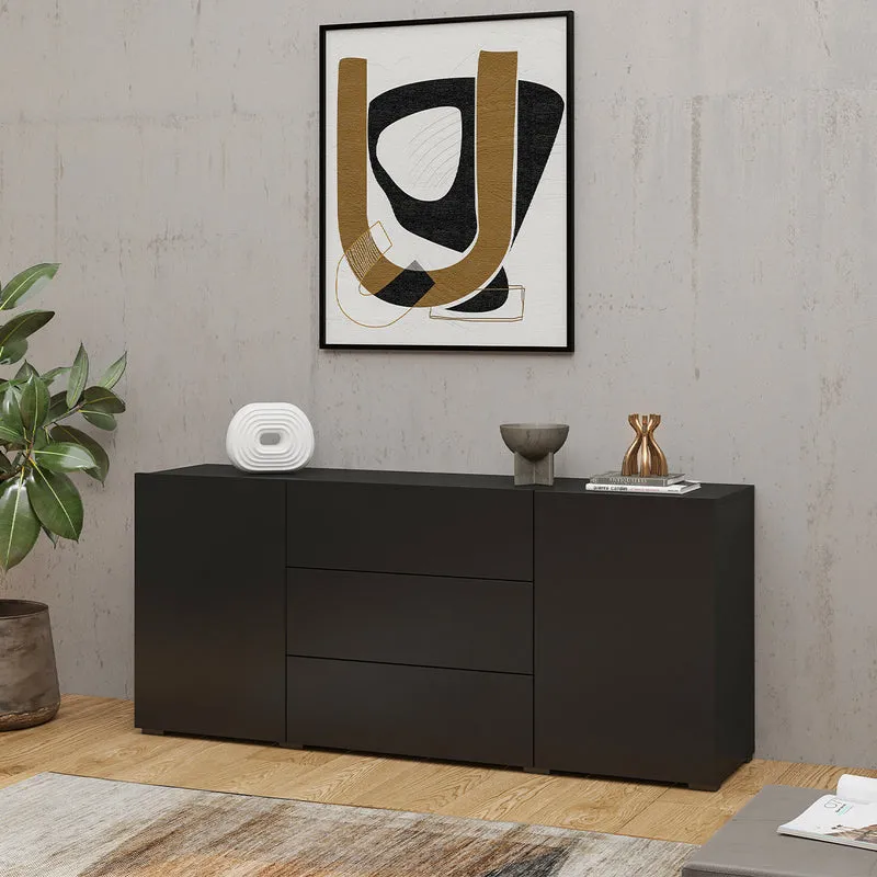 Buffet 2 portes 3 tiroirs Glora Noir