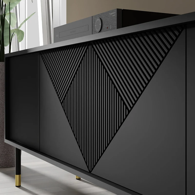 Meuble TV 4 portes 180 cm Aglaé Noir