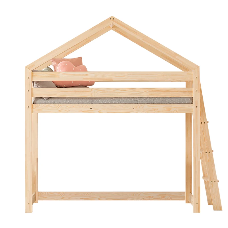 Lit cabane mi-hauteur 70x140 sommier inclus Alix Bois