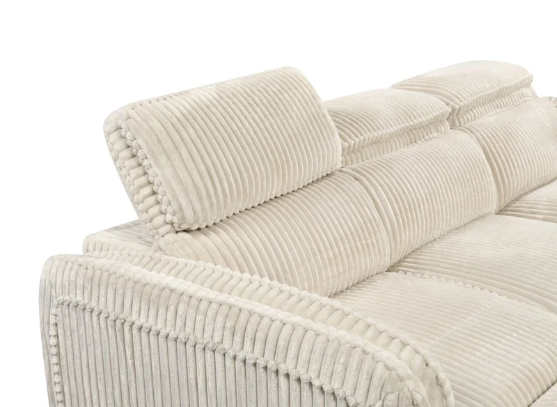 Canapé d'angle convertible en velours côtelé épais beige ISABELLA - Angle droit
