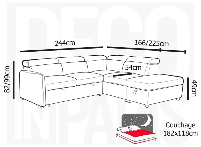 Canapé d'angle convertible en velours côtelé épais beige NAIROBI - Angle droit