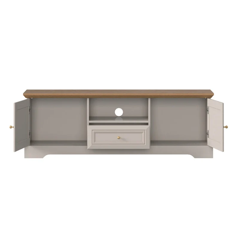 Meuble TV 2 portes 1 tiroir 155 cm Dulci Cachemire et Bois