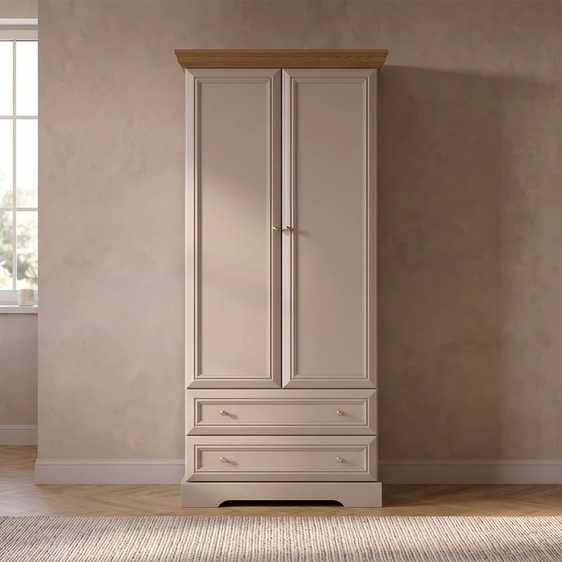 Armoire 2 portes 2 tiroirs Dulci Cachemire et Bois