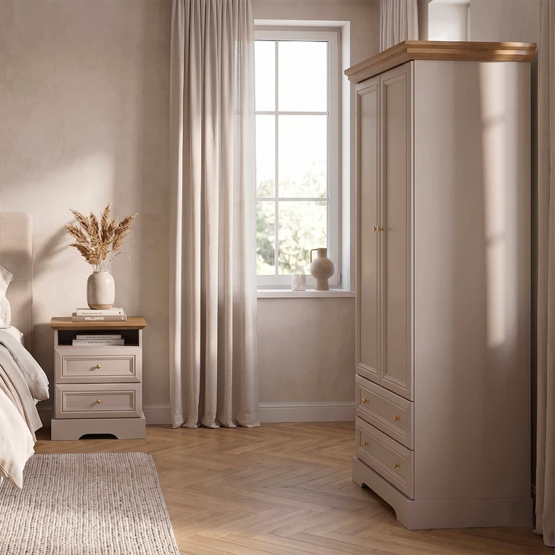 Armoire 2 portes 2 tiroirs Dulci Cachemire et Bois