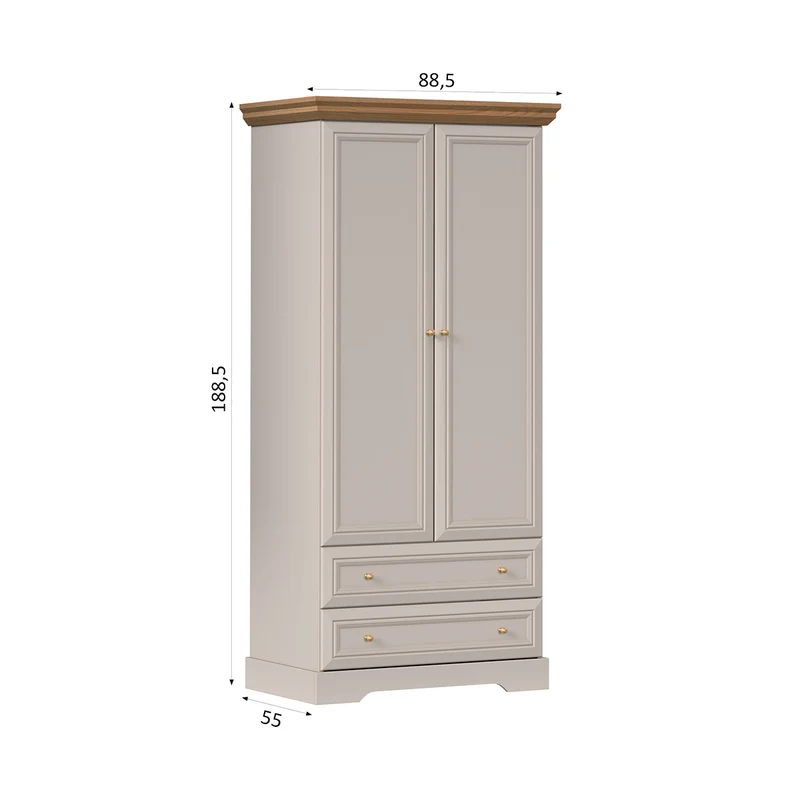 Armoire 2 portes 2 tiroirs Dulci Cachemire et Bois