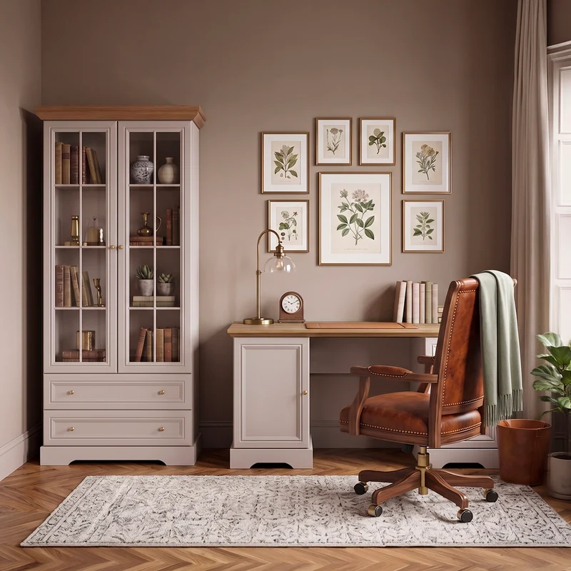 Bureau 1 porte 3 tiroirs Dulci Cachemire et Bois