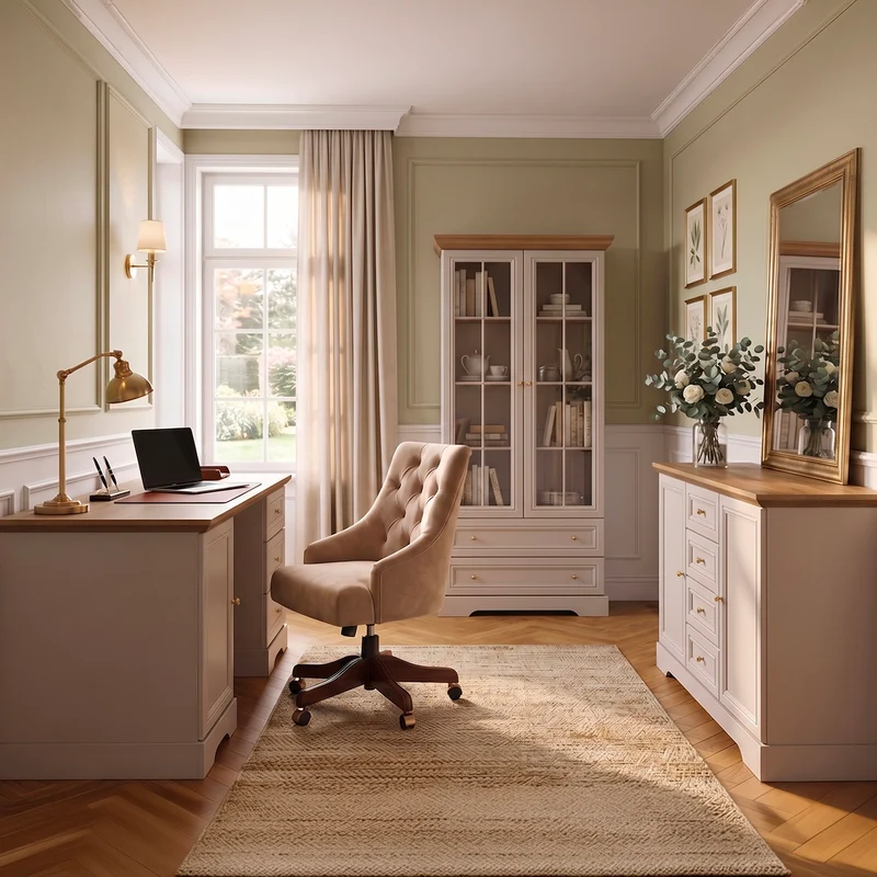 Bureau 1 porte 3 tiroirs Dulci Cachemire et Bois