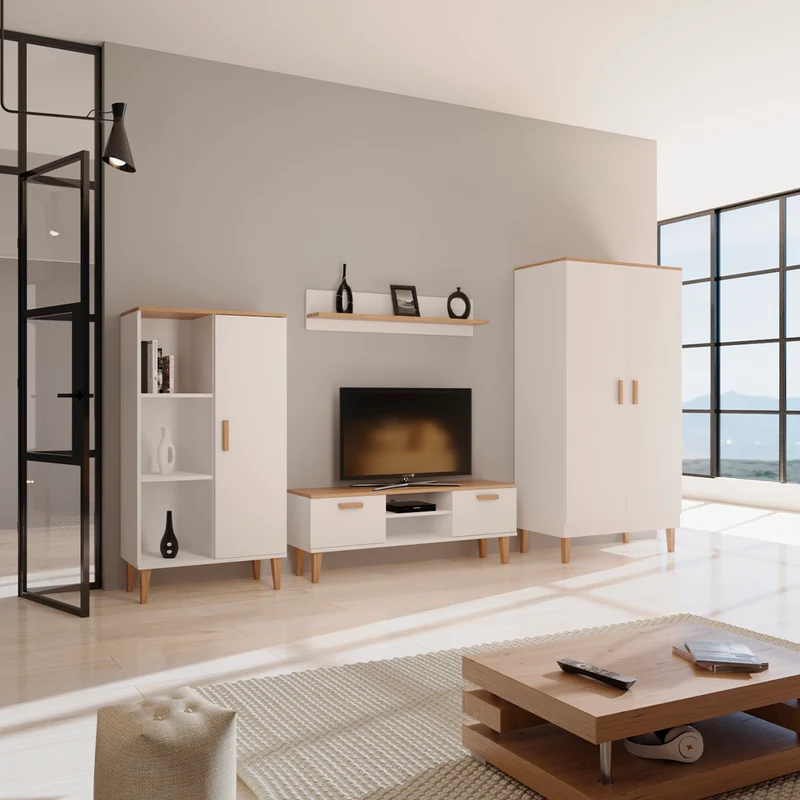 Meuble TV 120 cm Denver - Blanc
