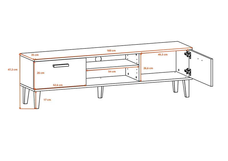 Meuble TV 160 cm Denver - Blanc