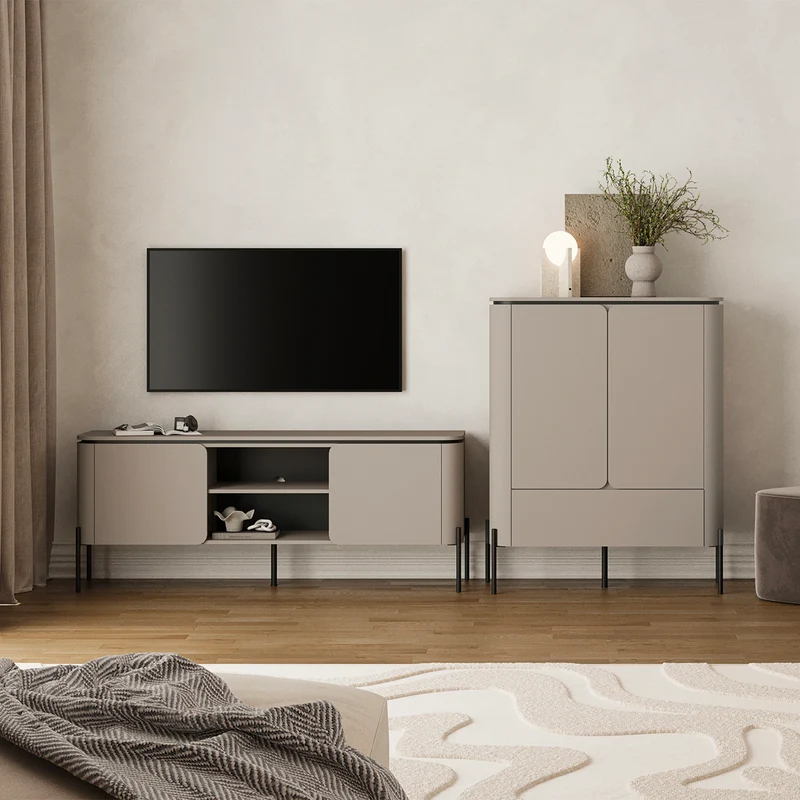Meuble TV 2 portes 163 cm Junon Taupe