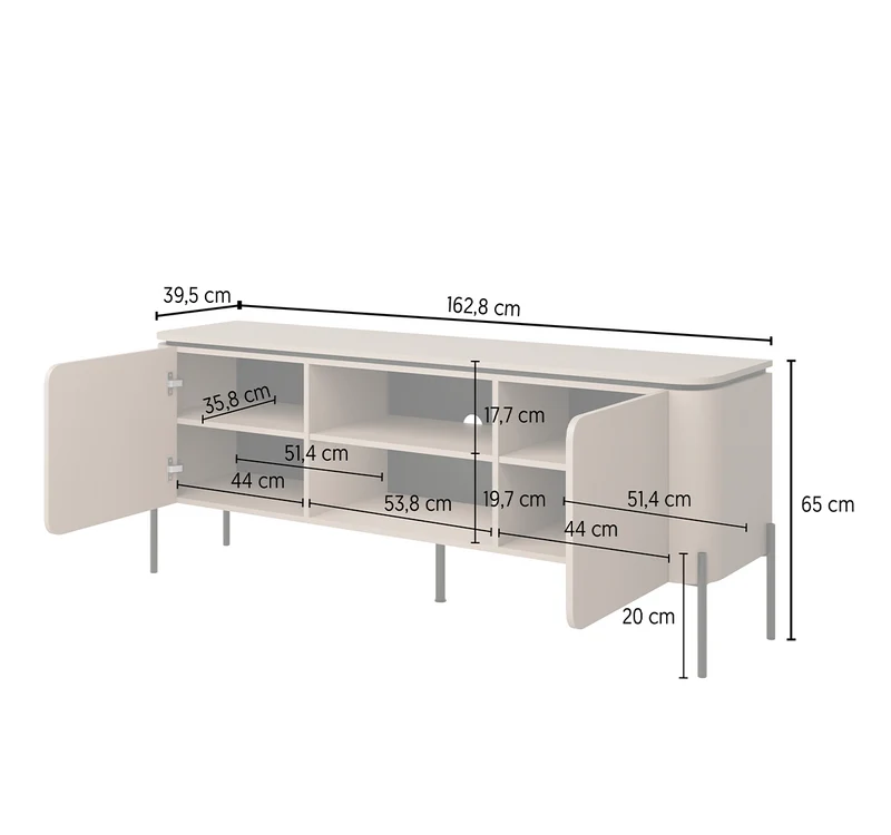 Meuble TV 2 portes 163 cm Junon Taupe