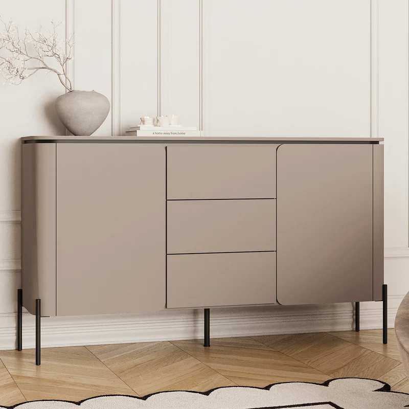 Buffet 2 portes 3 tiroirs Junon Taupe