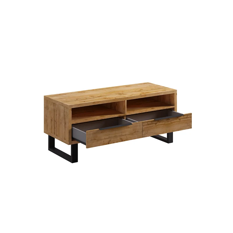 Meuble TV 2 tiroirs 124 cm Eden Bois et Metal