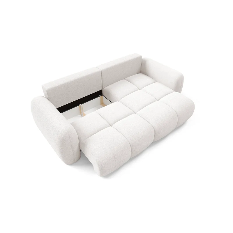 Canapé d'angle réversible convertible 3 places avec coffre Livio Blanc cassé