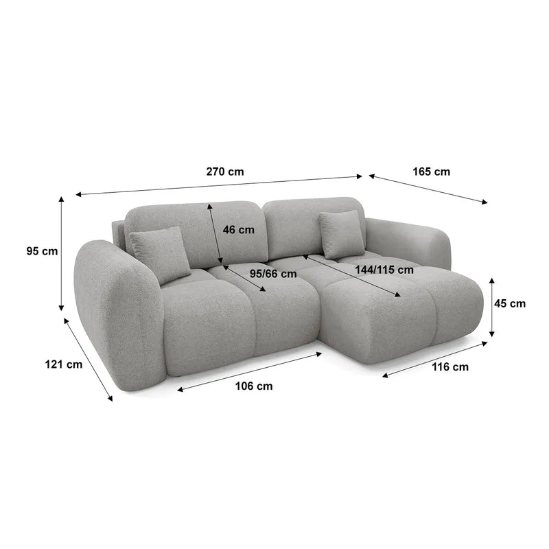 Canapé d'angle réversible convertible 3 places avec coffre Livio Gris clair